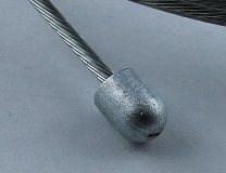 Stahlseil 1,5 mm ( 1×19) verzinkt mit Zinkdruckgussnippel  Längs Halbrund 5×6,5