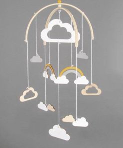 Holz Anhänger für Mobile mit kleinen Wolken und Regenbogen